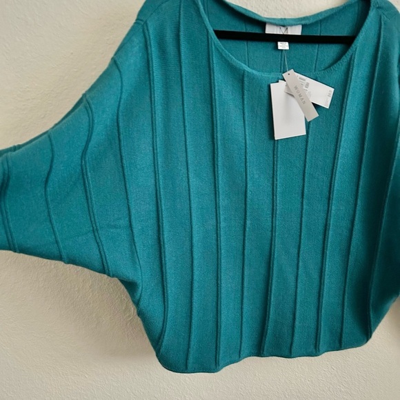 NWT Magaschoni Teal Ribbed Dolman Sleeve Sweater - Picture 6 of 10